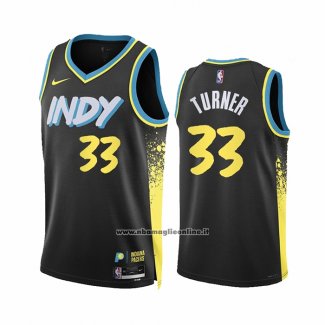 Maglia Indiana Pacers Myles Turner #33 Citta 2023-24 Nero