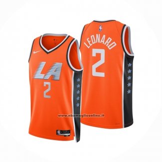 Maglia Los Angeles Clippers Kawhi Leonard No 2 Citta 2025-26 Arancione