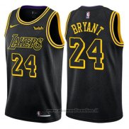 Maglia Los Angeles Lakers Kobe Bryant NO 24 Citta 2017-18 Nero