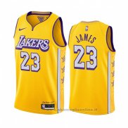 Maglia Los Angeles Lakers Lebron James NO 23 Citta 2019-20 Giallo