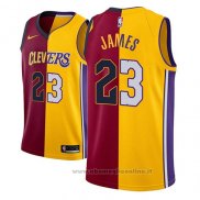 Maglia Los Angeles Lakers Lebron James NO 23 Split 2018 Or