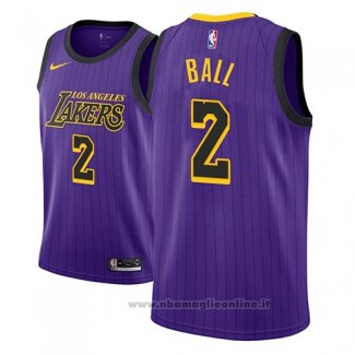 Maglia Los Angeles Lakers Lonzo Ball NO 2 Citta 2018 Viola