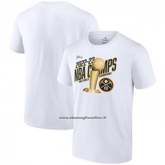 Maglia Manica Corta Denver Nuggets 2023 NBA Finals Champions Floater Trophy Bianco