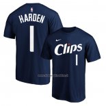 Maglia Manica Corta Los Angeles Clippers James Harden Citta 2023-24 Blu