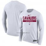 Maglia Manica Lunga Cleveland Cavaliers Practice Performance 2022-23 Bianco