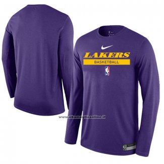 Maglia Manica Lunga Los Angeles Lakers Practice Performance 2022-23 Viola