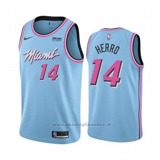 Maglia Miami Heat Tyler Herro NO 14 Citta Blu