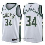 Maglia Milwaukee Bucks Giannis Antetokounmpo NO 34 2017-18 Bianco2