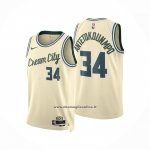 Maglia Milwaukee Bucks Giannis Antetokounmpo No 34 Citta 2025-26 Crema
