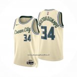 Maglia Milwaukee Bucks Giannis Antetokounmpo No 34 Citta 2025-26 Crema