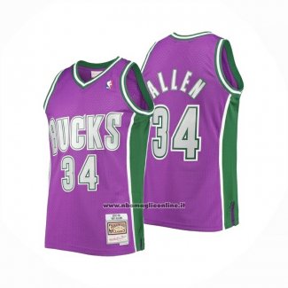 Maglia Milwaukee Bucks Ray Allen No 34 Mitchell & Ness 2001-02 Viola