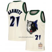 Maglia Minnesota Timberwolves Kevin Garnet #21 Mitchell & Ness Chainstitch Crema