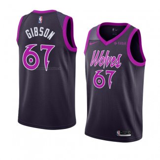 Maglia Minnesota Timberwolves Taj Gibson NO 67 Citta 2018-19 Viola