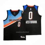 Maglia Oklahoma City Thunder Russell Westbrook #0 Citta 2020-21 Nero