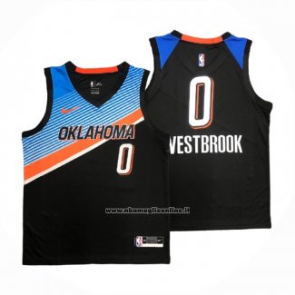 Maglia Oklahoma City Thunder Russell Westbrook #0 Citta 2020-21 Nero