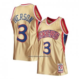 Maglia Philadelphia 76ers Allen Iverson #3 Mitchell & Ness 1996-97 Or