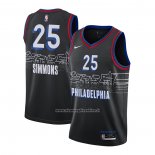Maglia Philadelphia 76ers Ben Simmons #25 Citta 2020-21 Nero