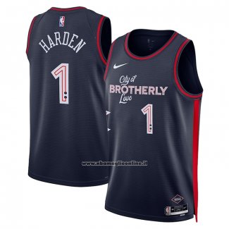 Maglia Philadelphia 76ers James Harden #1 Citta 2023-24 Blu