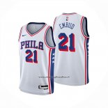 Maglia Philadelphia 76ers Joel Embiid No 21 Association 2024-25 Bianco