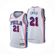 Maglia Philadelphia 76ers Joel Embiid No 21 Association 2024-25 Bianco