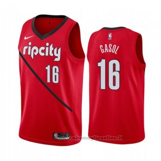 Maglia Portland Trail Blazers Blazers Pau Gasol NO 16 Earned 2019 Rosso