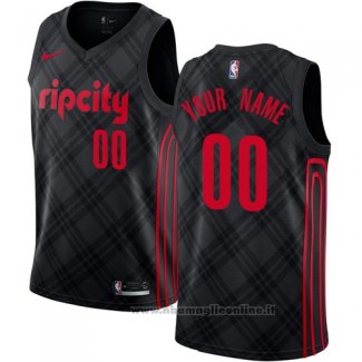 Maglia Portland Trail Blazers Personalizzate 2017-18 Nero