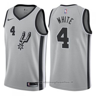 Maglia San Antonio Spurs Derrick White NO 4 Statement 2017-18 Grigio