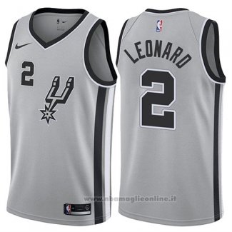 Maglia San Antonio Spurs Kawhi Leonard NO 2 2017-18 Grigio