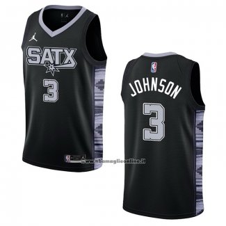 Maglia San Antonio Spurs Keldon Johnson #3 Statement 2022-23 Nero