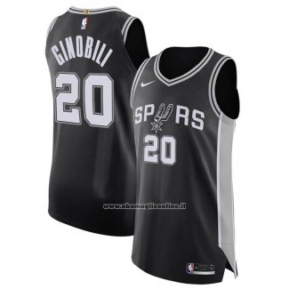 Maglia San Antonio Spurs Manu Ginobili #20 Icon Autentico Nero