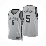 Maglia San Antonio Spurs Stephon Castle No 5 Statement 2025-26 Grigio