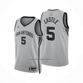Maglia San Antonio Spurs Stephon Castle No 5 Statement 2025-26 Grigio