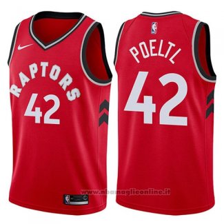 Maglia Toronto Raptors Jakob Poeltl NO 42 Icon 2017-18 Rosso