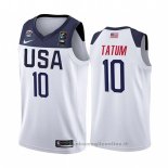 Maglia USA Jayson Tatum NO 10 2019 FIBA Basketball World Cup Bianco