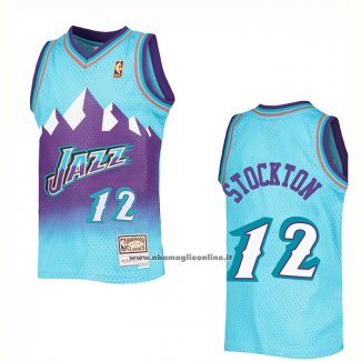 Maglia Utah Jazz John Stockton #12 Mitchell & Ness 1996-97 Blu