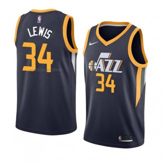 Maglia Utah Jazz Trey Lewis NO 34 Icon 2018 Blu