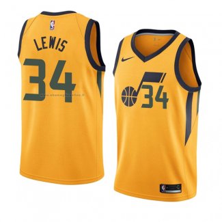 Maglia Utah Jazz Trey Lewis NO 34 Statement 2018 Giallo