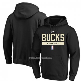 Felpa con Cappuccio Milwaukee Bucks Practice Performance 2022-23 Nero