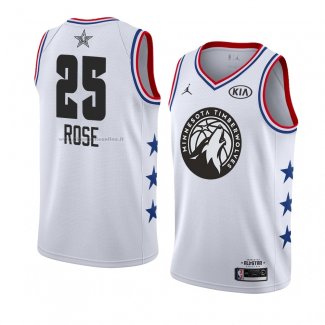 Maglia All Star 2019 Minnesota Timberwolves Derrick Rose NO 25 Bianco