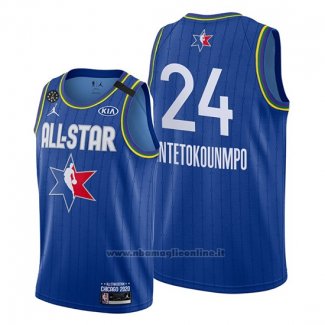 Maglia All Star 2020 Milwaukee Bucks Giannis Antetokounmpo NO 24 Blu