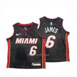 Maglia Bambino Miami Heat Lebron James No 6 Icon Nero