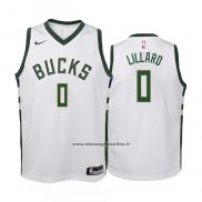 Maglia Bambino Milwaukee Bucks Damian Lillard #0 Association 2022-23 Bianco