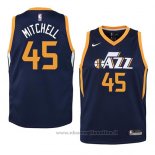 Maglia Bambino Utah Jazz Donovan Mitchell NO 45 Icon 2017-18 Blu