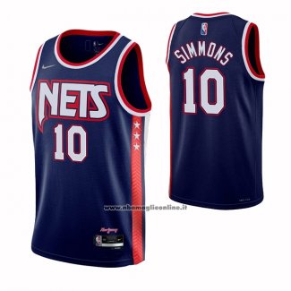 Maglia Brooklyn Nets Ben Simmons #10 Citta 2021-22 Blu