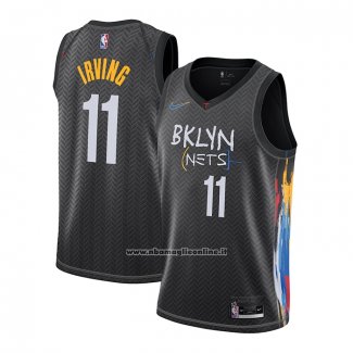 Maglia Brooklyn Nets Kyrie Irving #11 Citta 2020-21 Nero