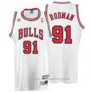 Maglia Chicago Bulls Dennis Rodman NO 91 Throwback Bianco