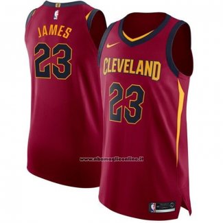 Maglia Cleveland Cavaliers LeBron James #23 Icon Autentico Rosso