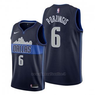 Maglia Dallas Mavericks Kristaps Porzingis NO 6 Statement Blu