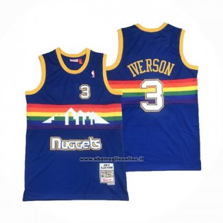 Maglia Denver Nuggets Allen Iverson #3 Mitchell & Ness 2006-07 Blu