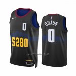 Maglia Denver Nuggets Christian Braun #0 Citta 2023-24 Nero